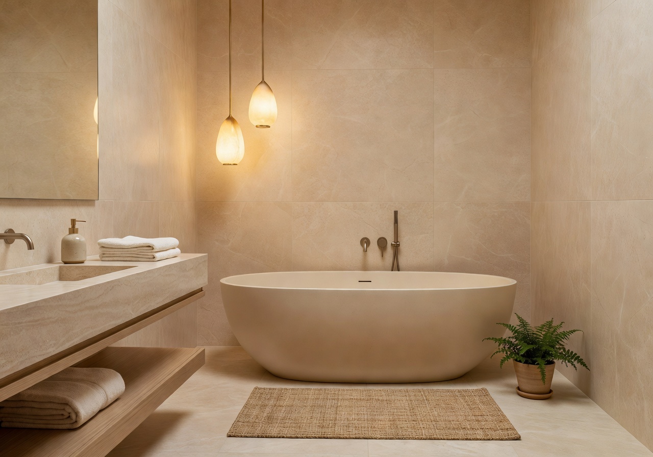 AI bathroom design with spa-inspired concept created by DecorAI